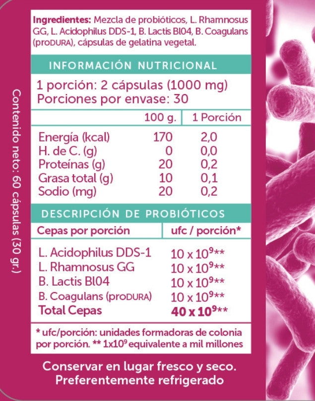 Probiótico 40 Billones 60 cápsulas