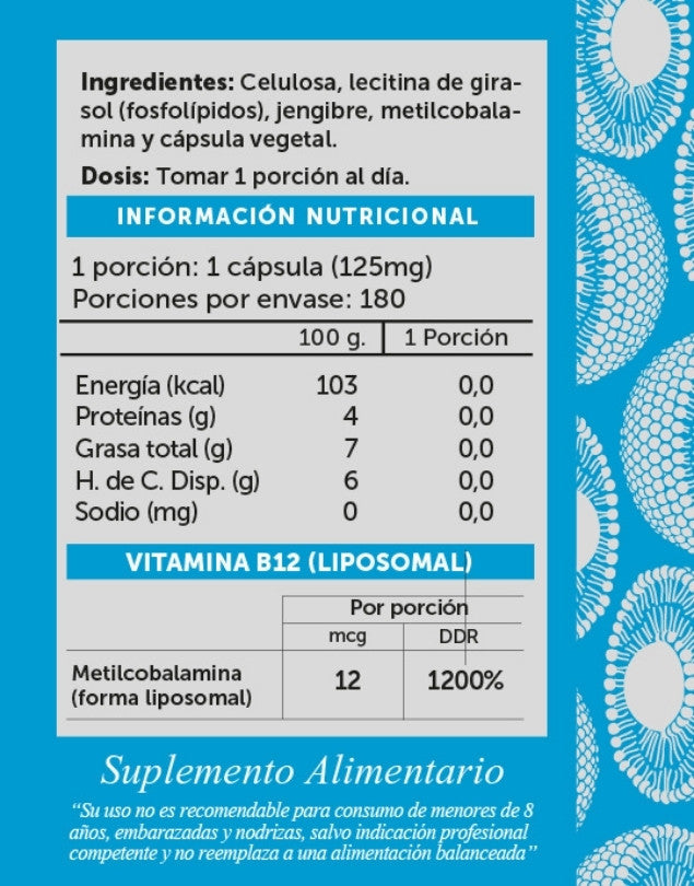 Vitamina B12 Liposomal 180 cápsulas