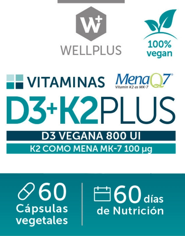 Vitamina D3+K2 60 cápsulas