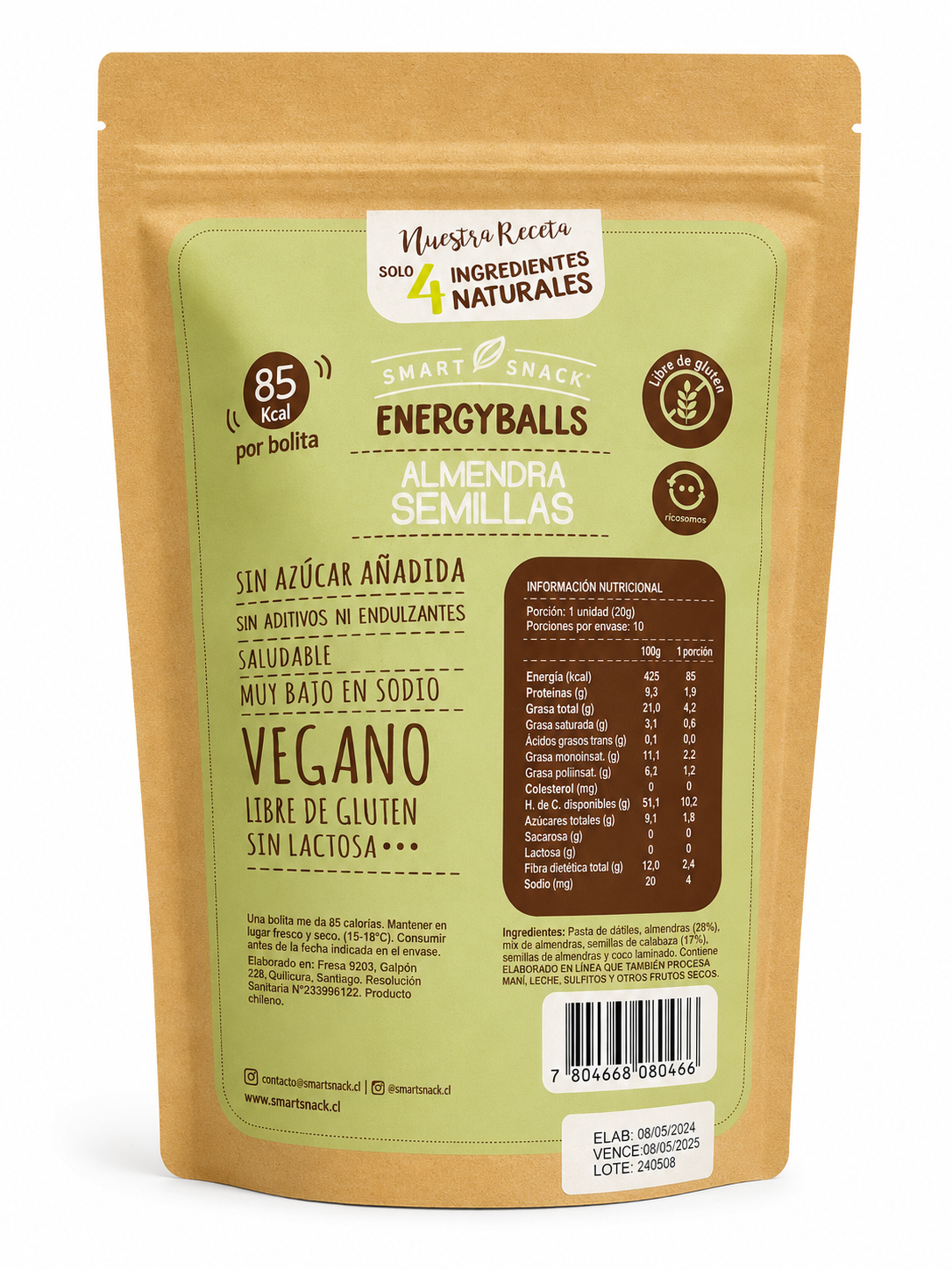 Bolitas de Dátiles Almendras Semillas 200 grs