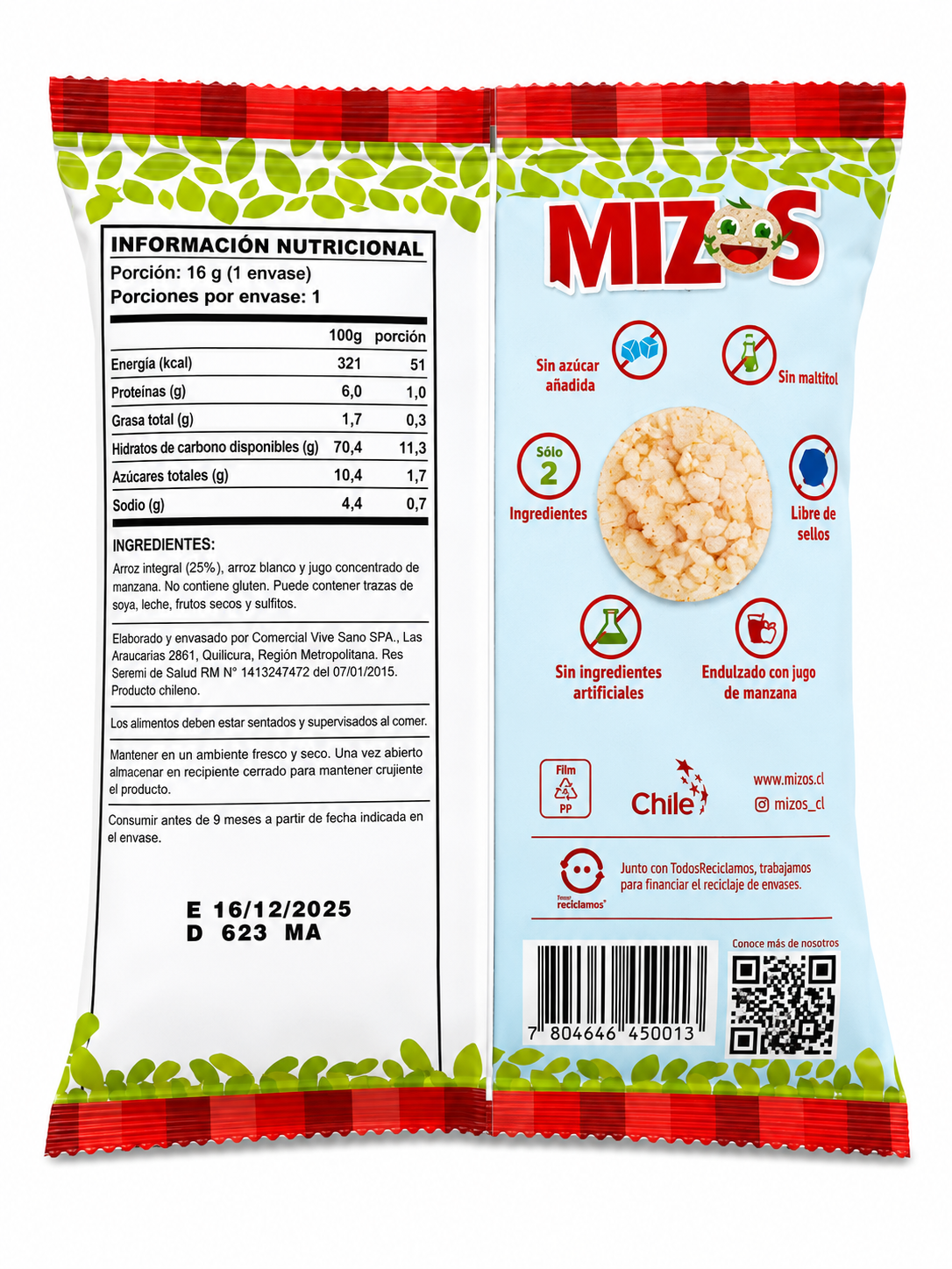 Galleta Arroz Manzana 25 grs