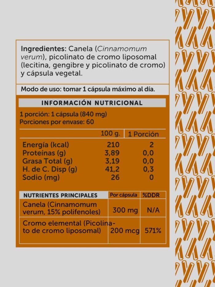 Cromo Plus Canela 60 cápsulas