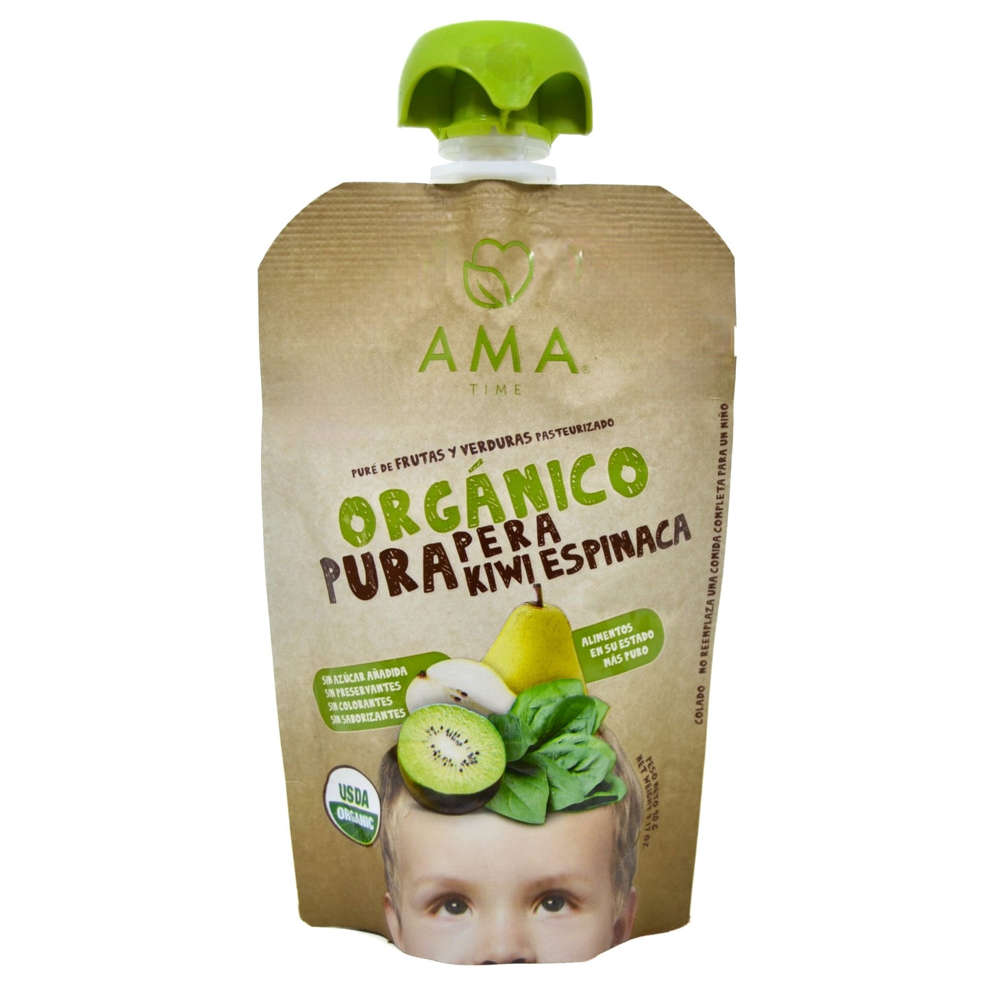 Puré Pera Kiwi Espinaca 90 grs - Ama