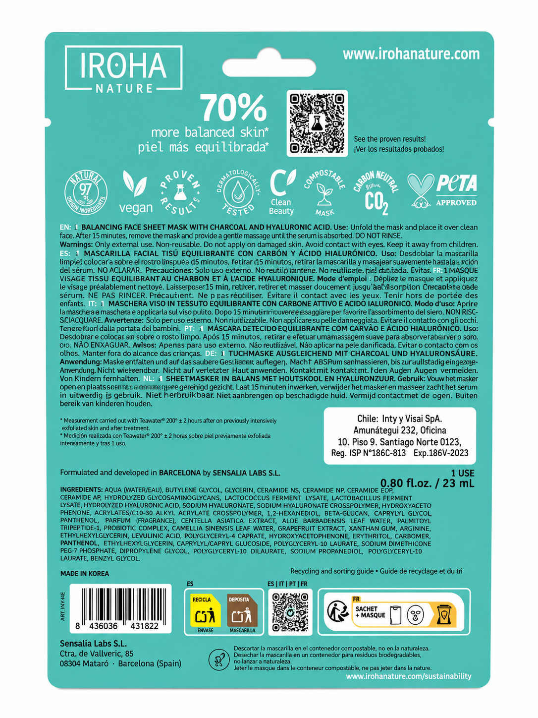 Mascarilla Facial Equilibrante Charcoal