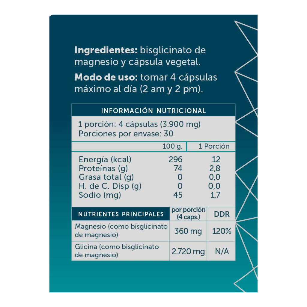 Magnesio Bisglicinato Pure 120 cápsulas