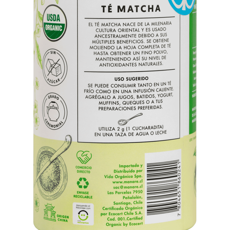 Matcha Polvo Orgánico 100 grs - Manare