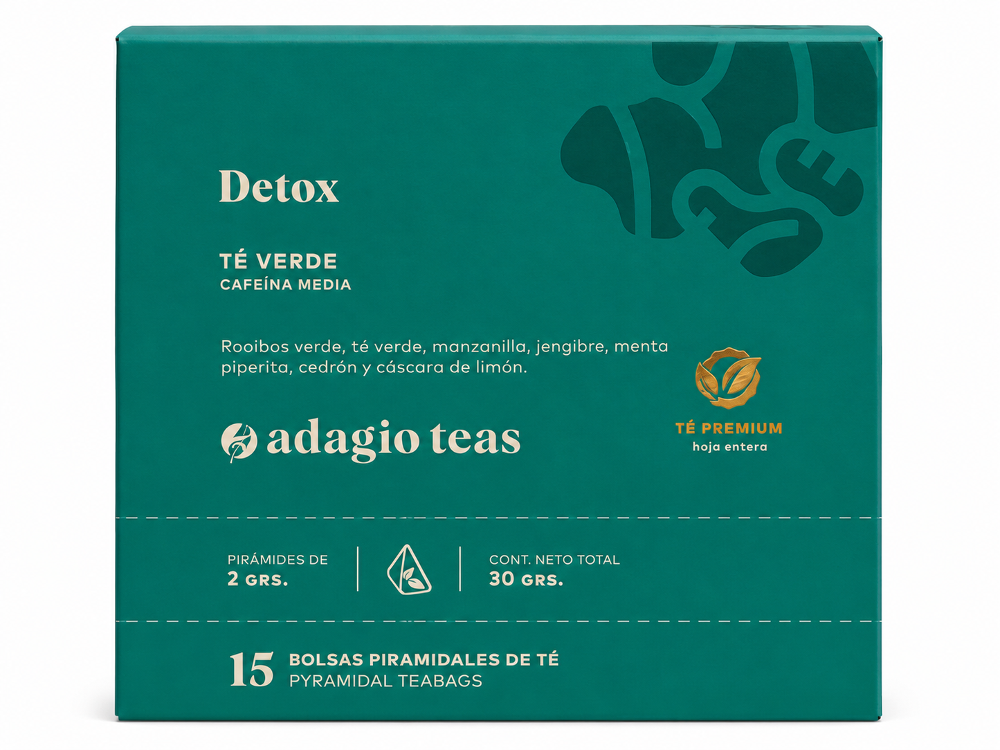 Té Verde Detox Antioxidante 15 bolsitas piramidales