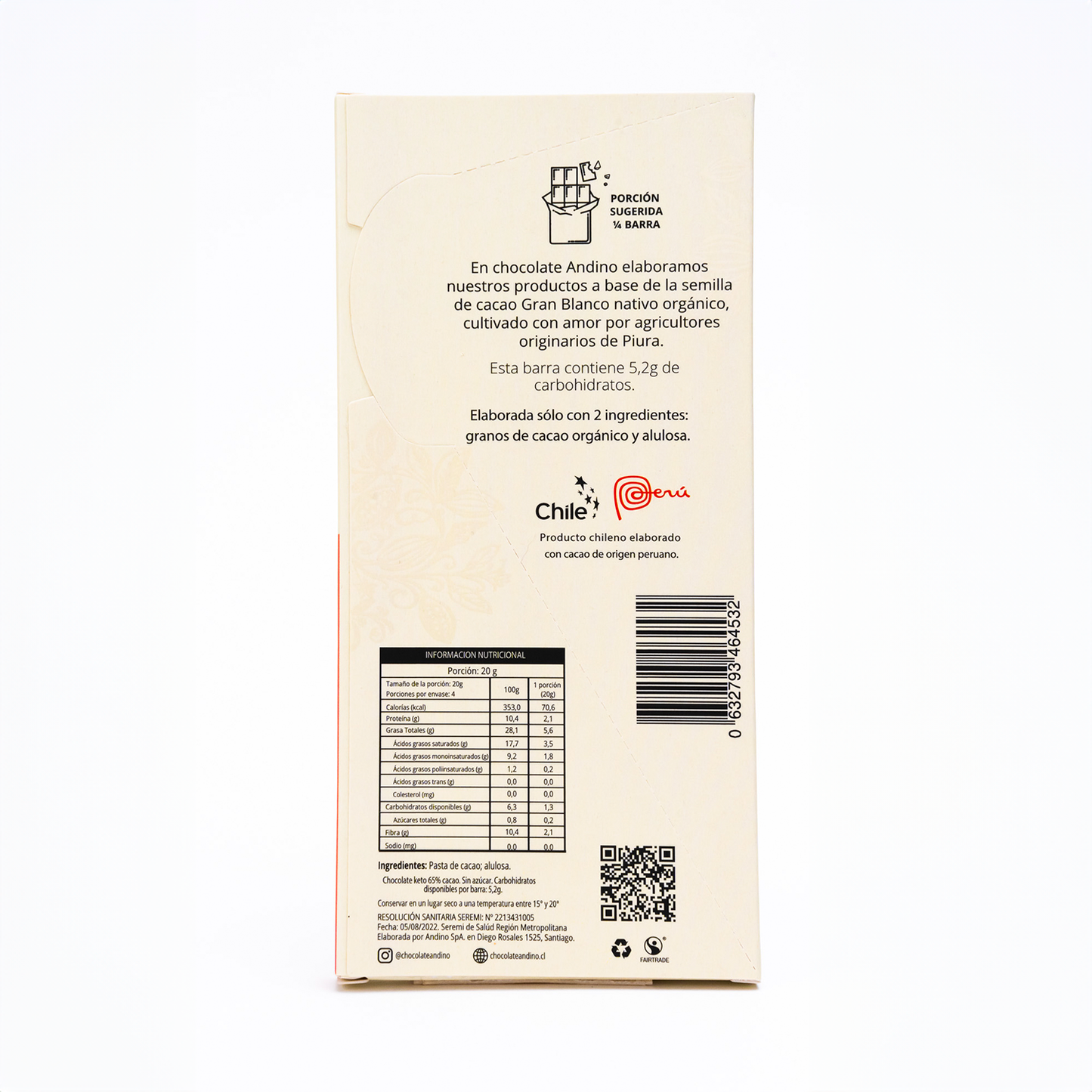Barra Chocolate Keto 65% Cacao
