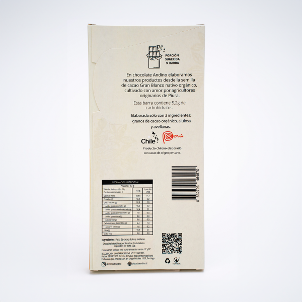 Barra Chocolate Avellana Keto 65% Cacao