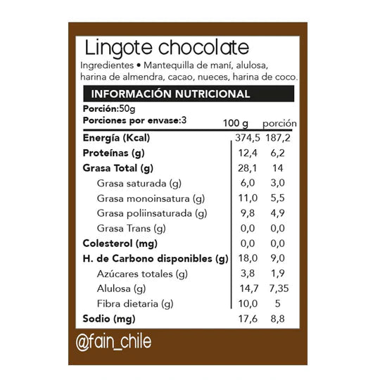 Lingote Chocolate 150 Grs - Fain