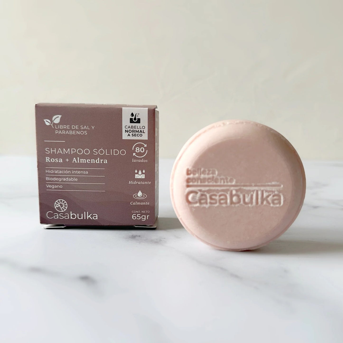 Shampoo Sólido Rosa Almendra 65 grs