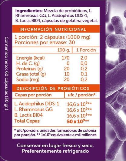 Probiotic 50 Billones 60 cápsulas - Wellplus