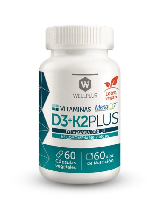 Vitamina D3+K2 60 cápsulas - Wellplus