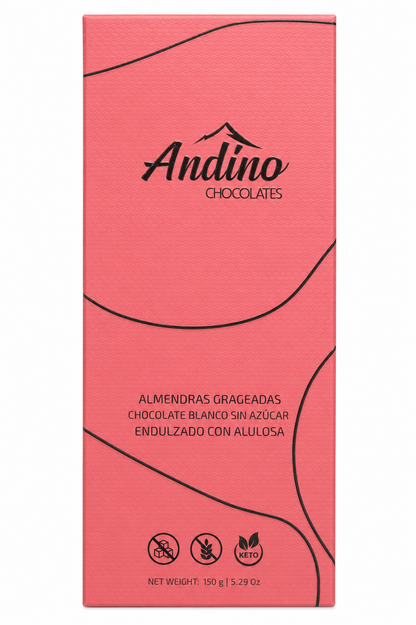 Almendras Grageadas en Chocolate Blanco sin azúcar 150 grs