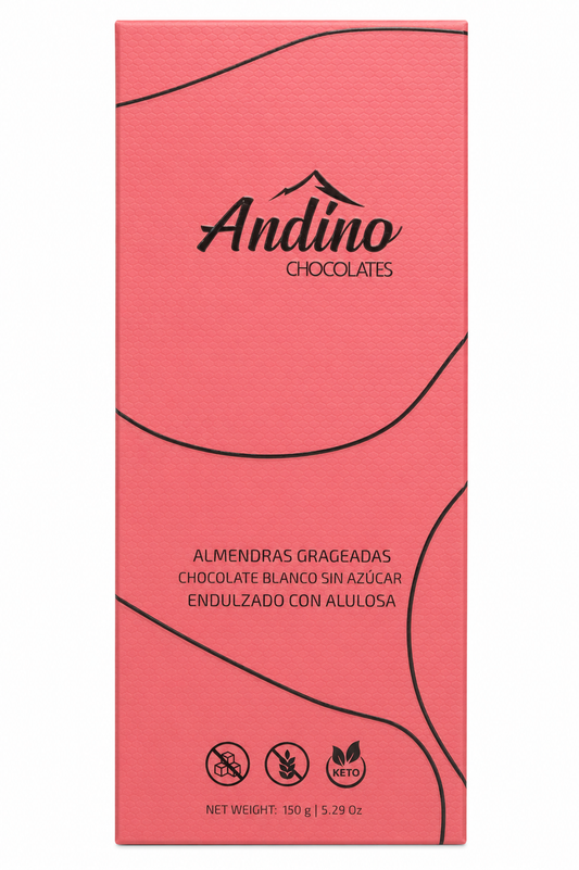 Almendras Grageadas en Chocolate Blanco sin azúcar 150 grs