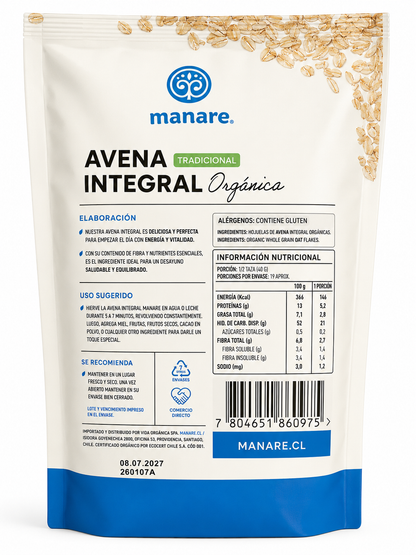 Avena Integral Orgánica 750 grs