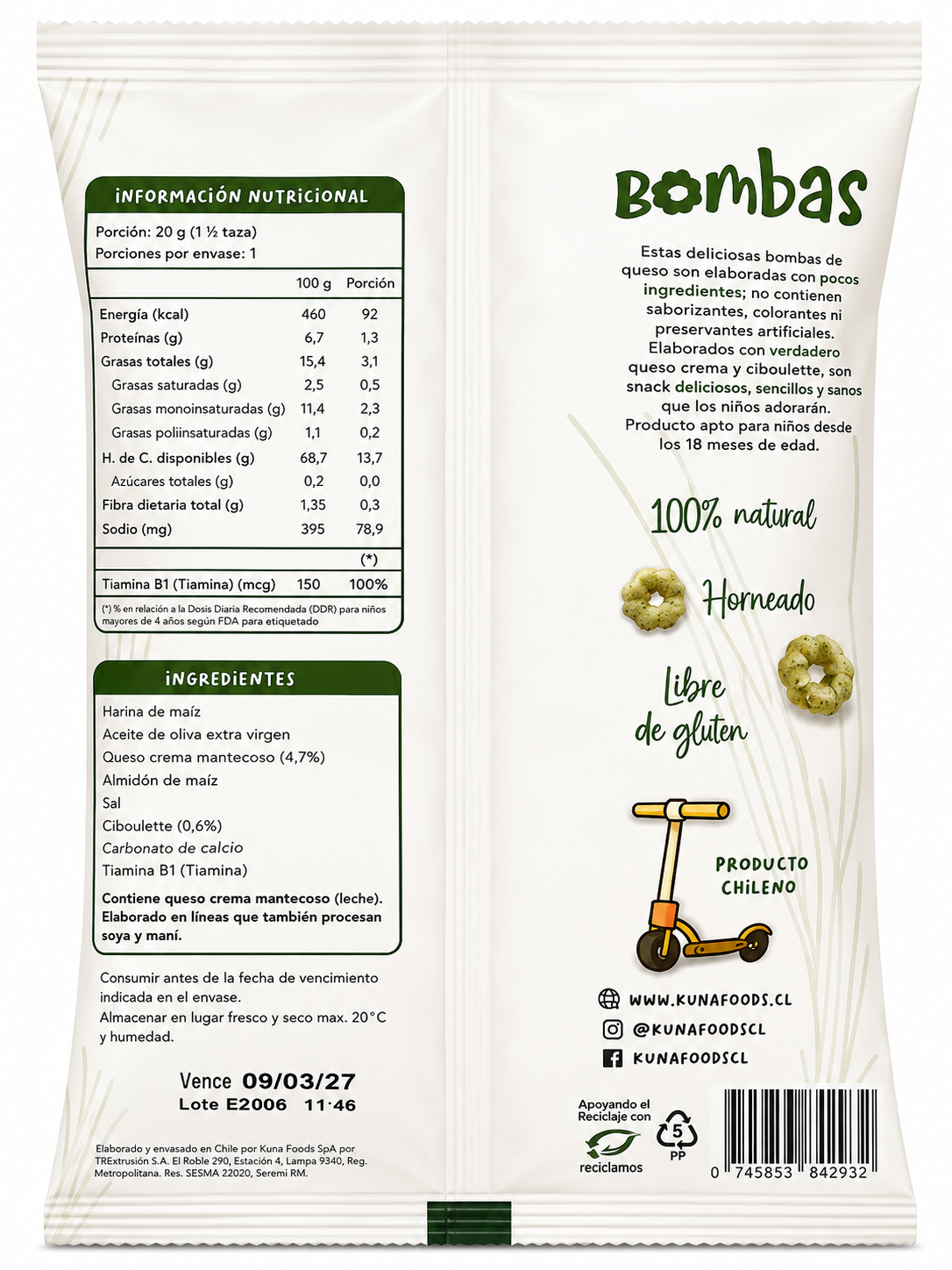 Bombas Queso Crema y Ciboulette 20 grs