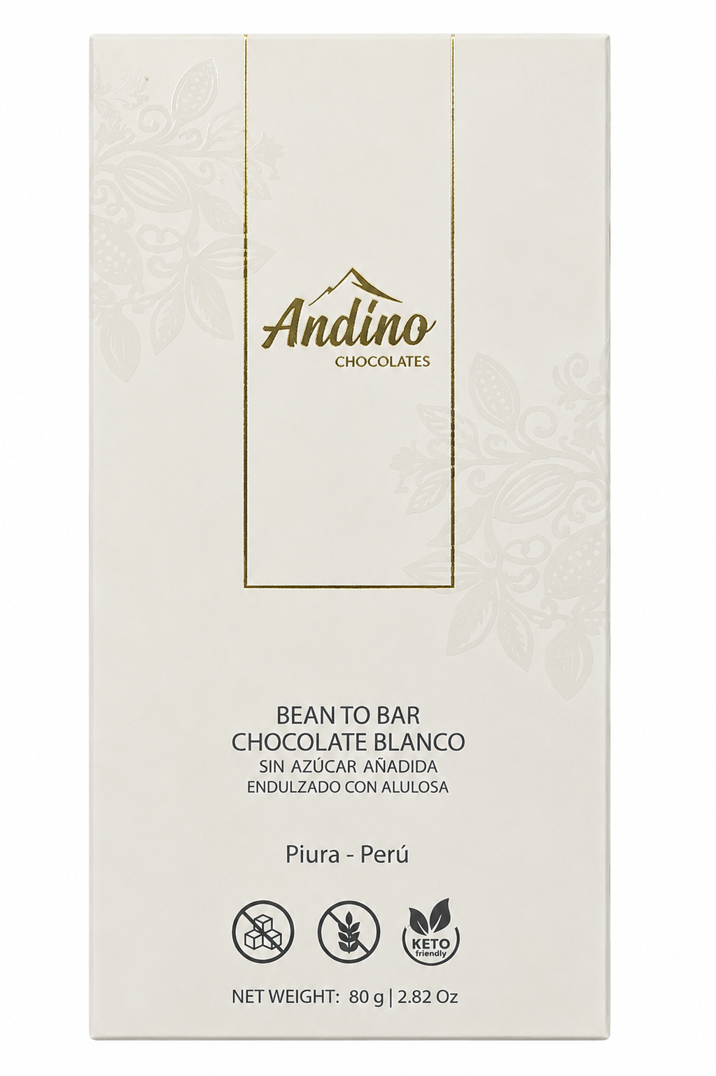 Barra Chocolate Blanco keto sin azúcar 80 grs