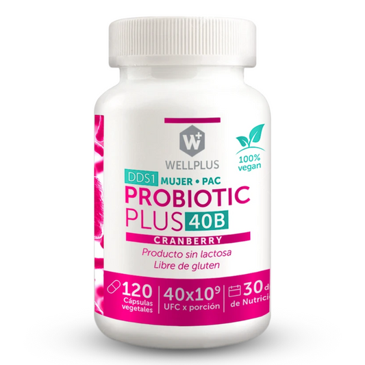 Probiotico Mujer Cranberry 40 Billones 120 cápsulas - Wellplus