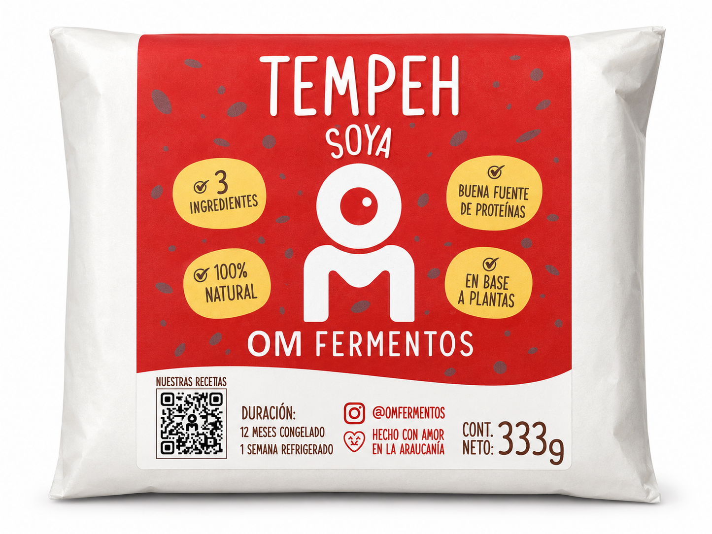 Tempeh Poroto de Soya 333 Grs