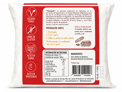 Tempeh Poroto de Soya 333 Grs