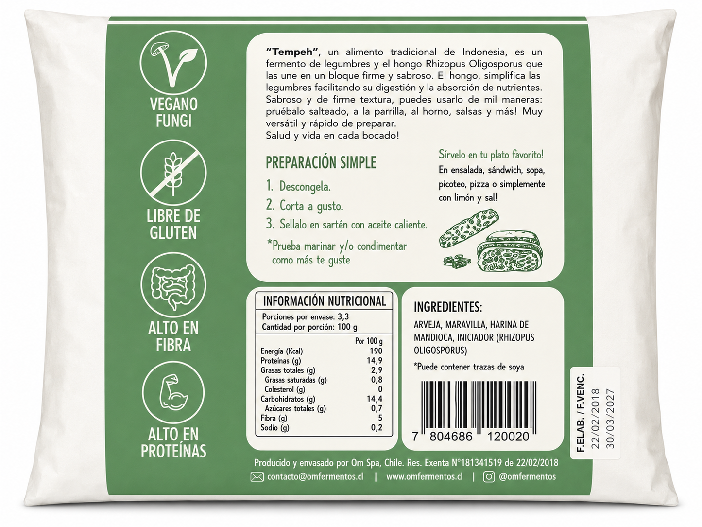 Tempeh Arvejas Maravilla 333 Grs