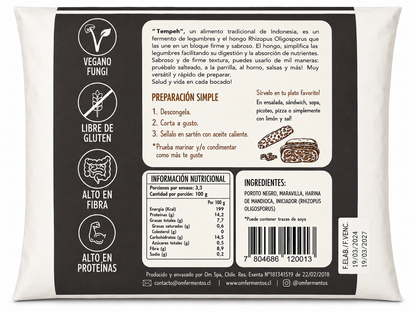 Tempeh Poroto Negro 333 Grs