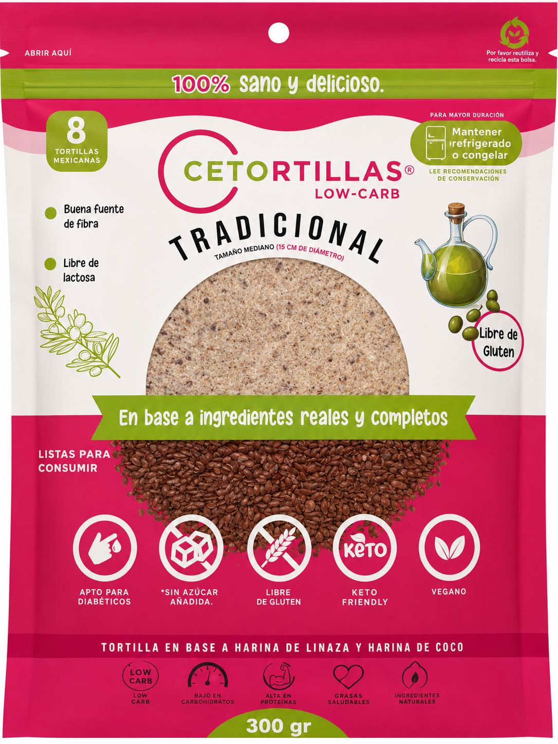 Tortilla Linaza Tradicional 8 Unidades