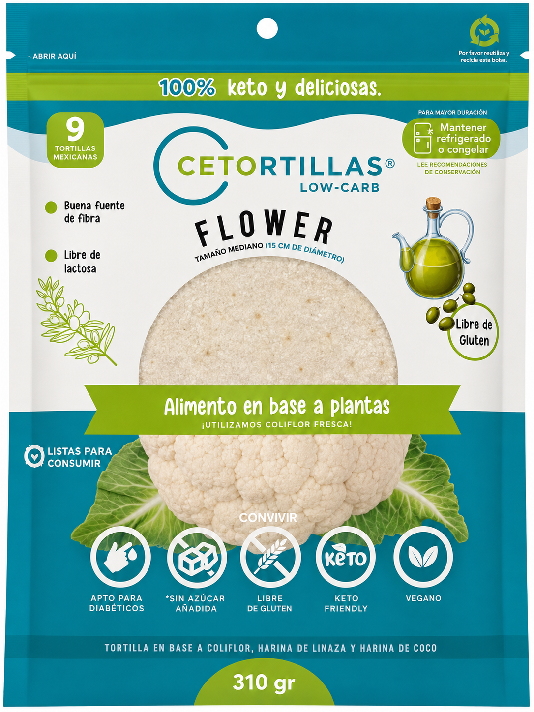 Tortilla Coliflor 8 unidades