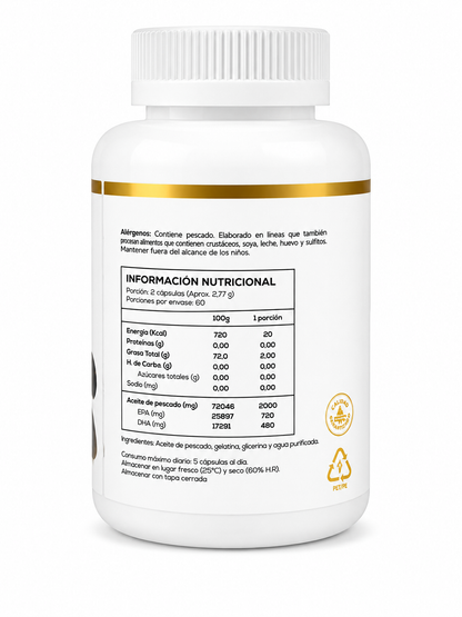 Omega 3 sin olor y sin sabor 120 cápsulas