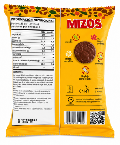 Galleta Arroz Chocolate Naranja 25 grs