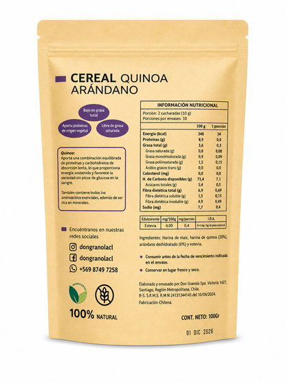 Cereal de Quínoa y Arándano 100 grs