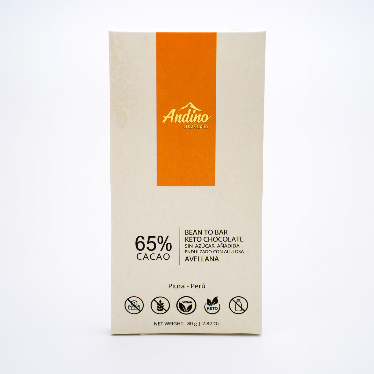 Barra Chocolate Avellana Keto 65% Cacao