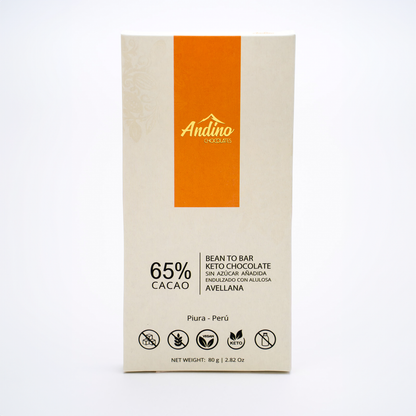 Barra Chocolate Avellana Keto 65% Cacao