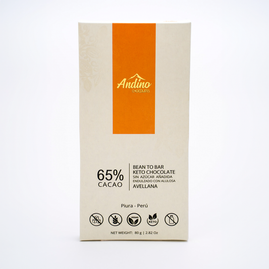Barra Chocolate Avellana Keto 65% Cacao