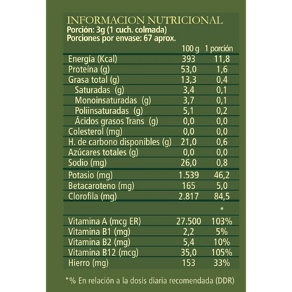 Chlorella Nature Polvo 200 grs - Aquasolar